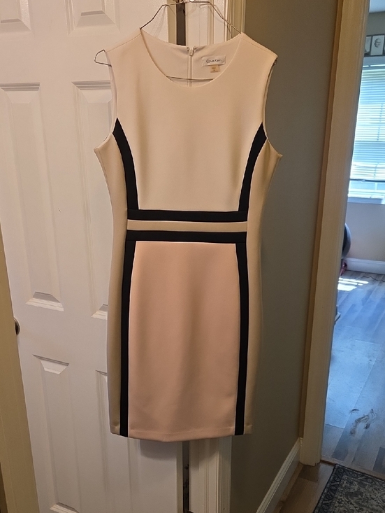 Calvin Klein Dresses & Skirts - Calvin Klein Cream Sheath Dress with Black Trim
